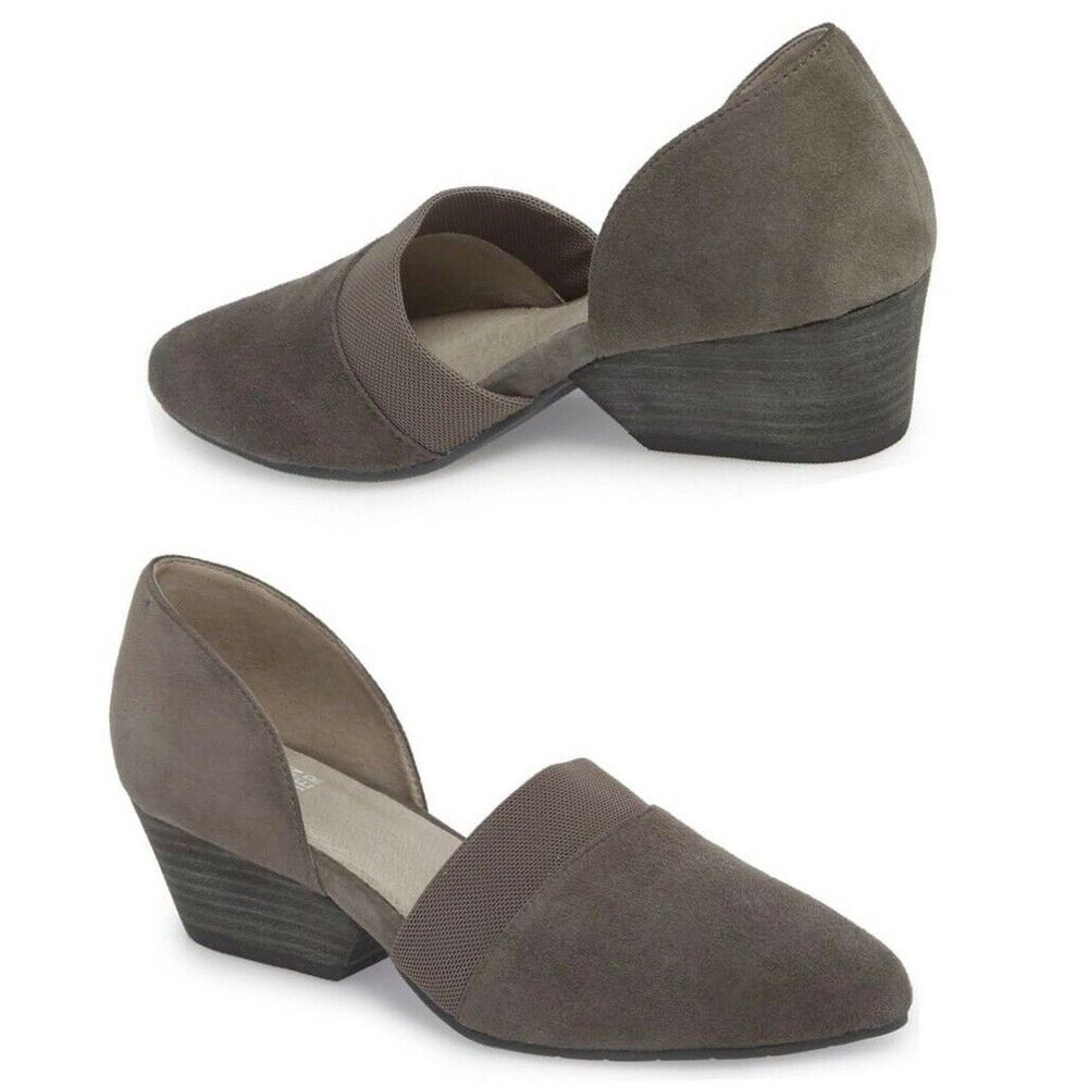 Hilly Suede Gray d’Orsay Block Heel Pump
